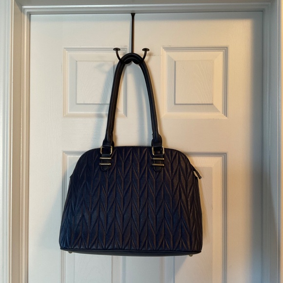Pierre Cardin Quilted Navy Vegan Leather Tote Bag - Picture 13 of 17